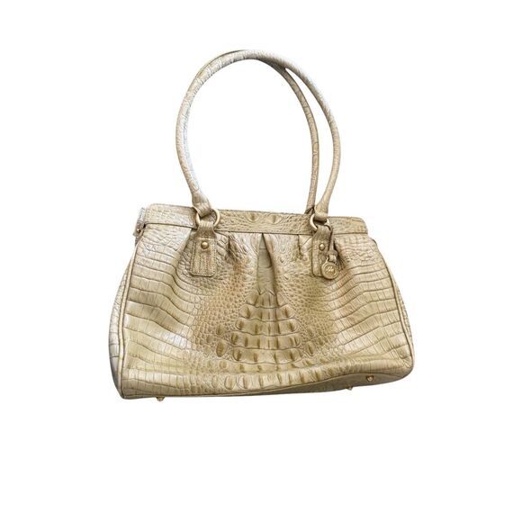 Brahmin Elouise Womens Chartreuse Croc Embossed Leather Shoulder Bag Satchel - Picture 2 of 16